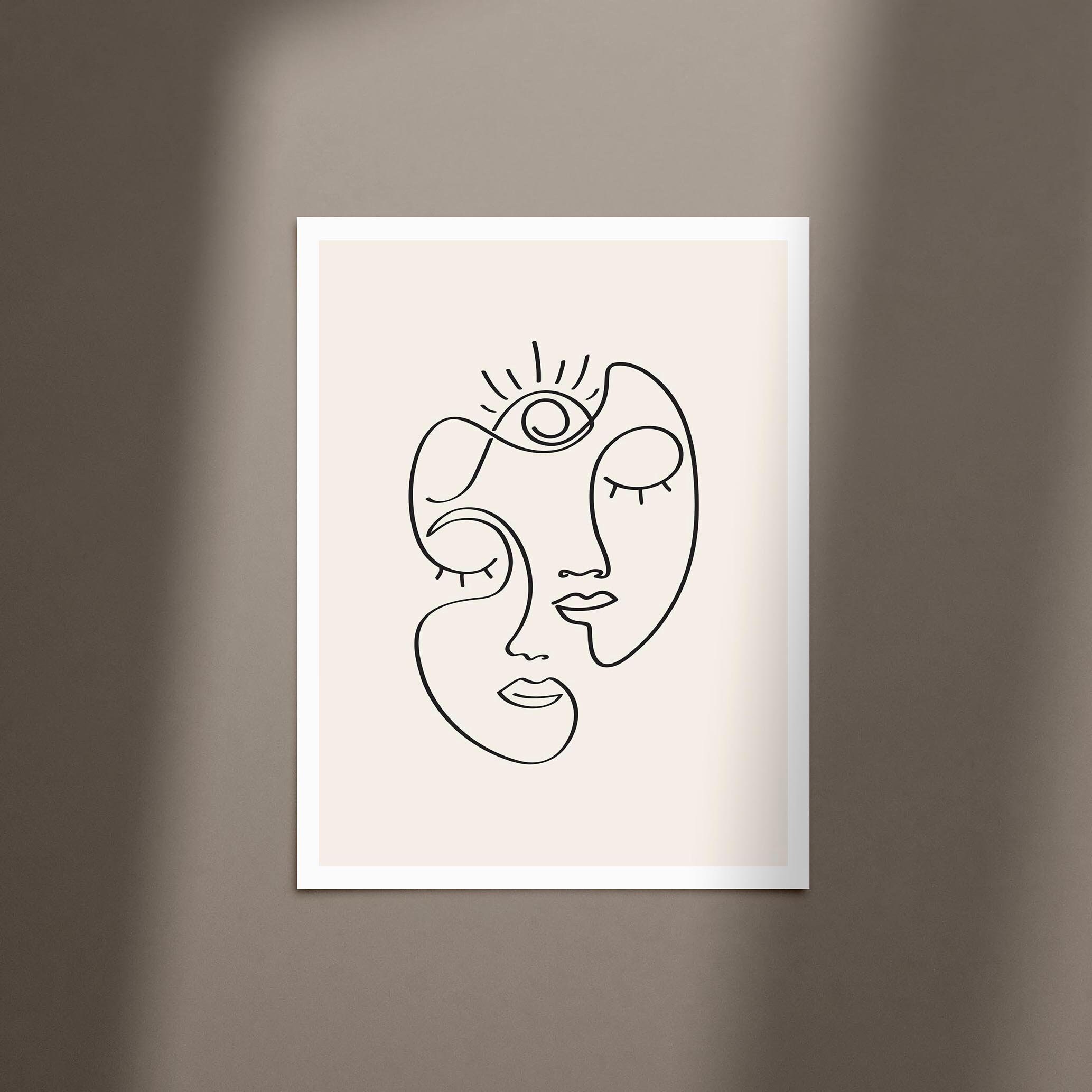 Single Line Face Art Print, Minimalist Woman Line Drawing, Simple Line ...