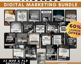 Faceless Digital Marketing Bundle with MRR and PLR, Faceless Entrepreneur Vault, Digital Marketing Strategies, Digital Product Bundle