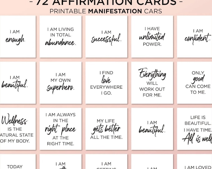 Positive Affirmation Cards Printable Vision Board Manifesting Kit ...