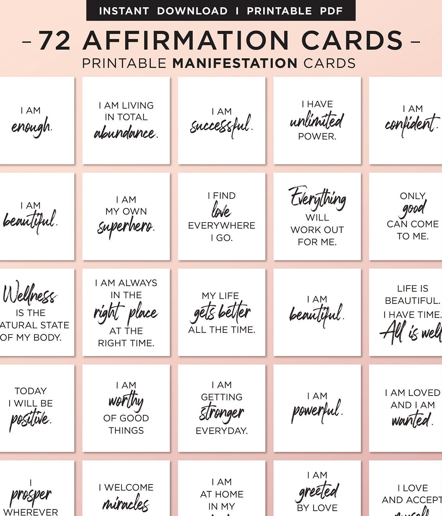 Affirmation Cards Positive Affirmation Card Printable Cards - Etsy