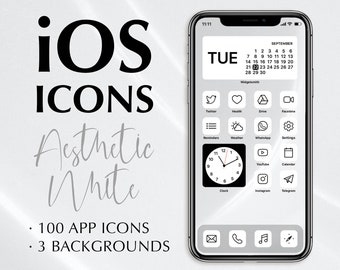 iOS App Icon Pack, 100 App Pack, iPhone Ästhetisches Weiß, Weißes Minimalist Icon Pack, Apple Modern Icon, Ästhetische iPhone App Icons