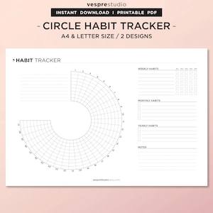 Circle Habit Tracker, Habit Tracker Printable, Habit Tracker Template, Habit Challenge, 30 Day Habit Challenge, Routine Tracker, A4, Letter