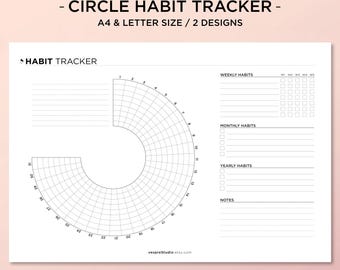 Circle Habit Tracker, Habit Tracker Printable, Habit Tracker Template, Habit Challenge, 30 Day Habit Challenge, Routine Tracker, A4, Letter