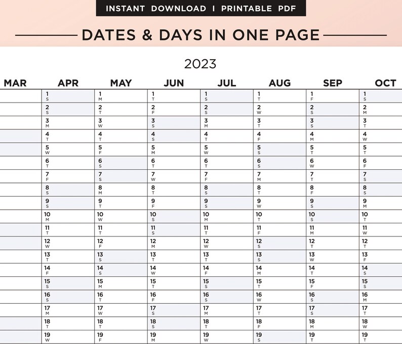 2023 Yearly Planner, Year at a Glance, Year Planner on 1 Page