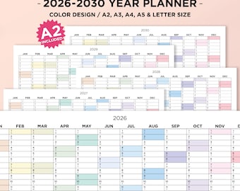 2026 to 2030 Year Planner, Yearly Overview Printable, Year Planner on 1 Page, Minimalistic Calendar Printable, 2026 Year Planner, Tracker