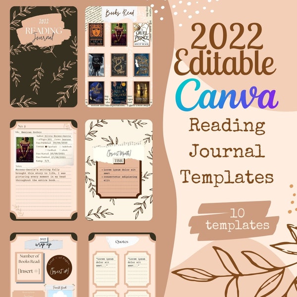 2022 Editable Canva Reading Journal Template | Editable Digital Reading Journal