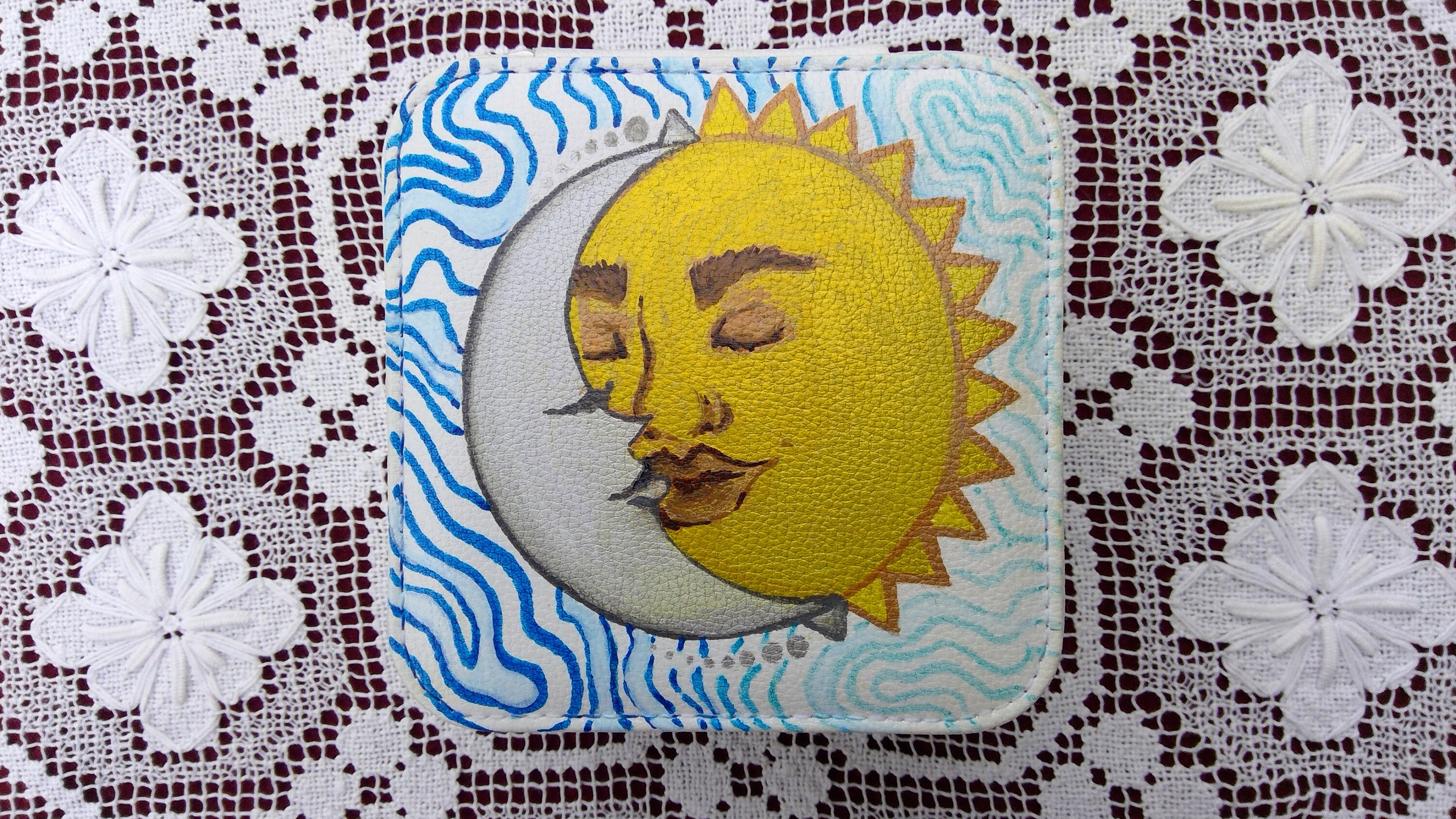 Sun and Moon Jewelry Holder, One of a Kind, Handpainted, Upcycled