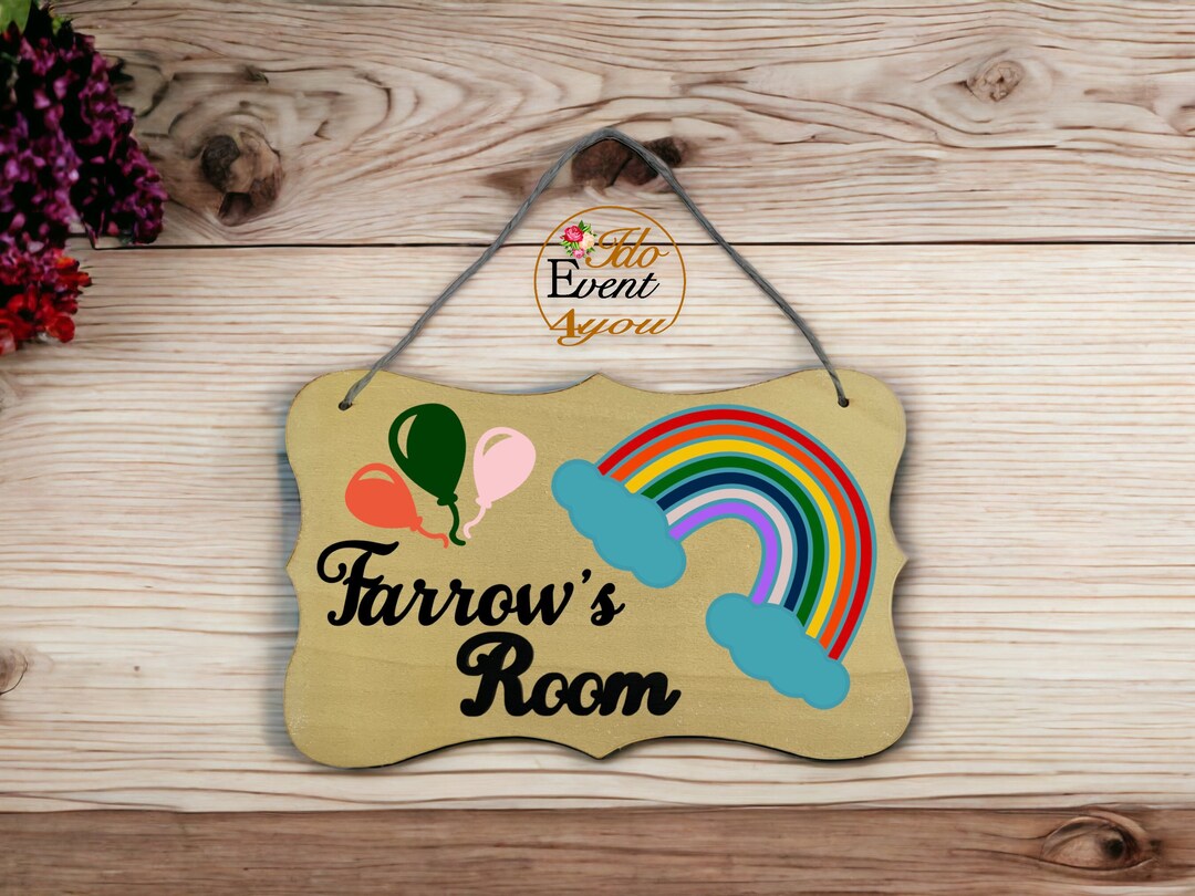 Personalised Wooden Kids' Room Door Sign Lasercut Designs Custom Name