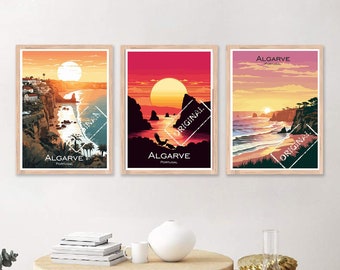 Algarve Poster Travel Portugal Algarve Print Algarve Faro Canvas Poster Cityscape Wall Art Nature Sun Sea Sunset Algarve Designer Posters