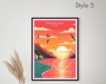 Madeira Poster Resa Portugal Madeira Tryck Madeira Poster Stadslandskap Väggkonst Resa Natur Sol Hav Solnedgång 8 varianter av designerposters