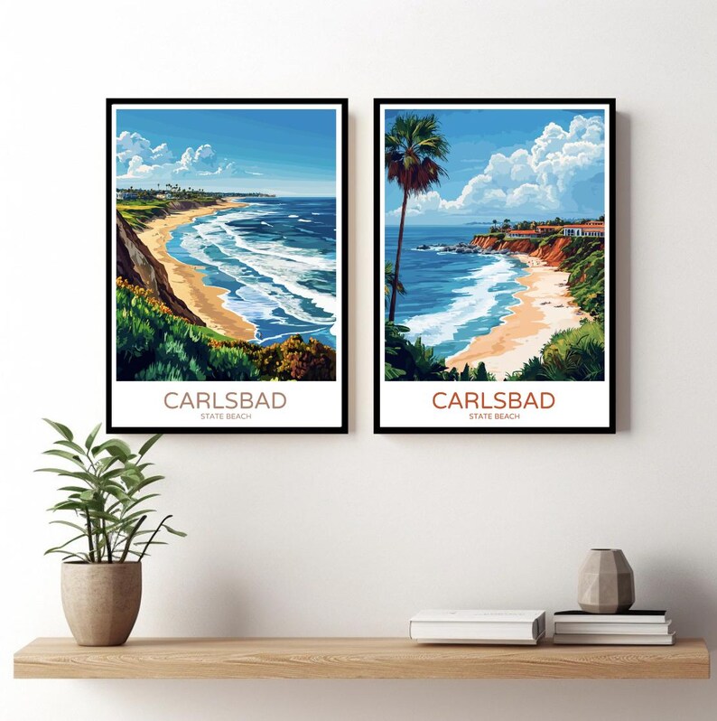 Carlsbad State Beach Poster Travel Print Carlsbad State Beach San Diego ...