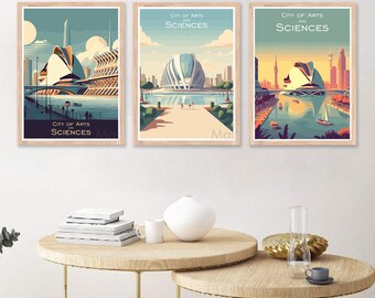 City of Arts and Sciences Spain Poster Travel Valencia Spain City of Arts and Sciences Print Canvas Poster Cityscape Wall Art Designer