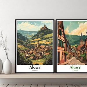 Alsácia frança cartaz viagem frança alsácia impressão em tela poster paisagem urbana arte da parede designer cartazes de parede alsácia reno ilustração