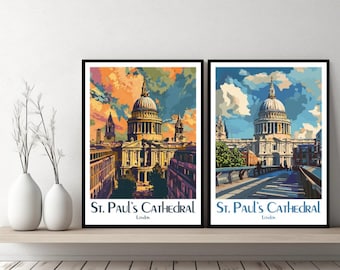 St. Paul's Cathedral London Poster Travel London Canvas Poster Cityscape Wall Art Designer Wall Posters London Cathedral Illustration