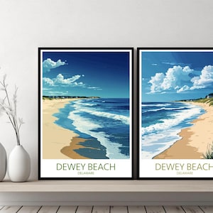 Dewey Beach Delaware Poster Travel Print Delaware Dewey Beach United States Canvas Wall Poster Cityscape Designer Gift Illustration Decor