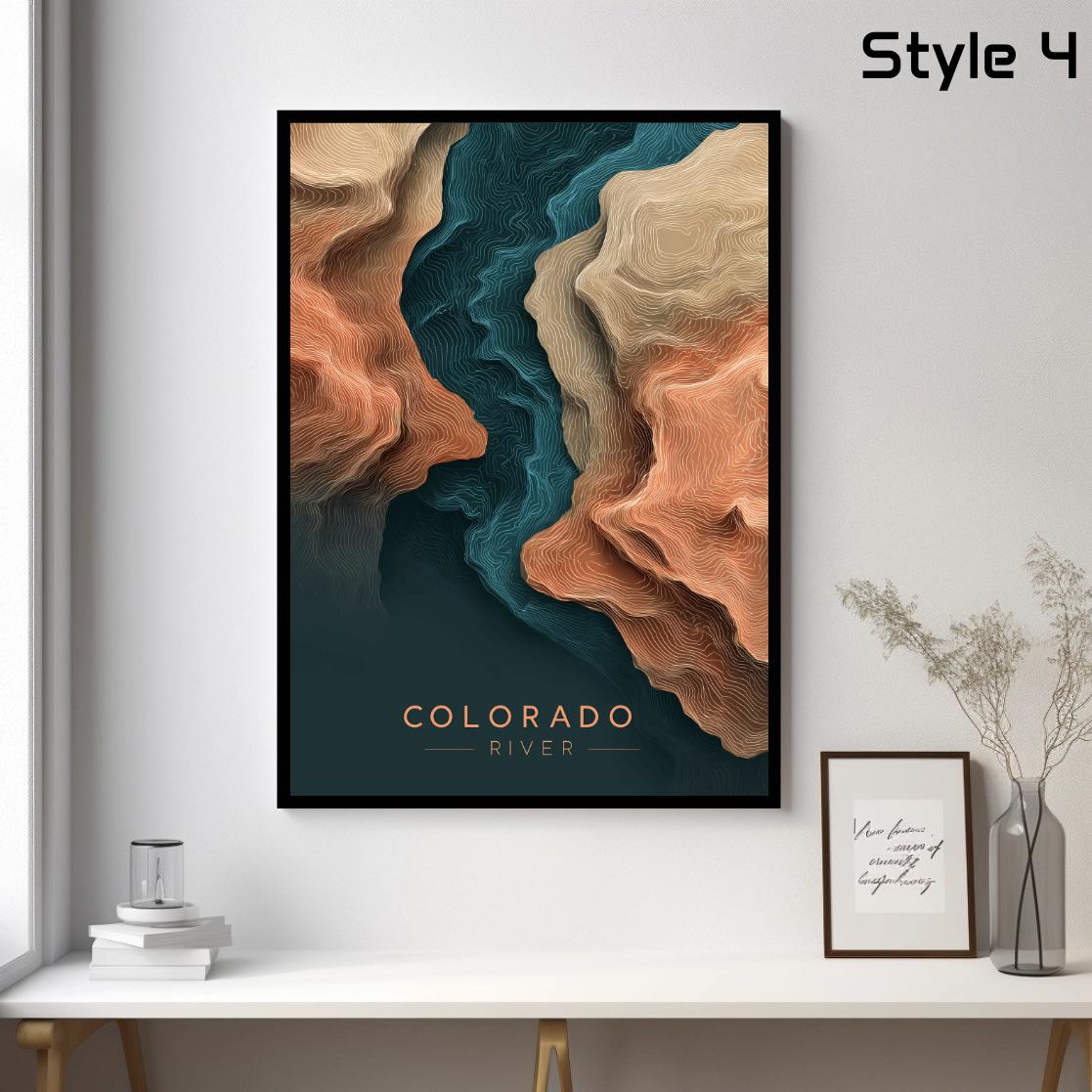 Abstract Geometric Poster of Colorado River USA, Minimalist Map Art ...