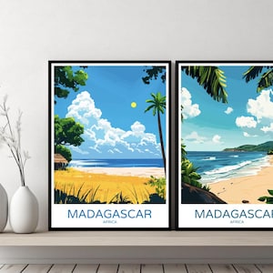 Madagascar Africa Poster Travel Print Antananarivo Madagascar Canvas Wall Poster Cityscape Designer Retro North Africa Illustration Decor