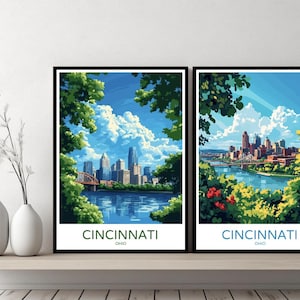 Pôster de Cincinnati, Ohio, impressão digital, Condado de Hamilton, EUA, tela, pôster, arte de parede, decoração, presente de designer, ilustração, decoração de casa e sala
