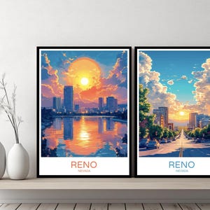 Reno Nevada Poster Viagem Impressão Reno Road Washoe County Vegas Estados Unidos Canvas Wall Poster Designer Presente Digital Ilustração Decoração