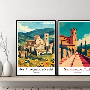 Basilica di San Francesco d&#39;Assisi Italy Poster Travel Italy Basilica Print Canvas Poster Cityscape Wall Art Designer Wall Posters Italy