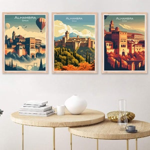 Alhambra Spain Poster Travel Spain Alhambra Castle Print Canvas Poster Cityscape Wall Art Designer Wall Posters Art Alhambra Wall Decor
