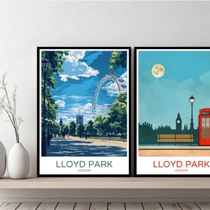 Póster de Lloyd Park Londres, impresión de viaje, Reino Unido, Lloyd Park Londres, lienzo, póster de pared, paisaje urbano, diseñador, regalo, Inglaterra, ilustración, decoración