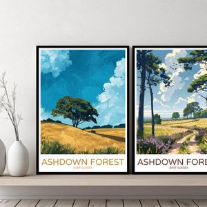 Ashdown Forest East Sussex England Poster Reisedruck East Sussex Ashdown Forest Leinwand Wandplakat Stadtbild Designer Geschenk Illustration