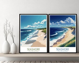 Delaware Seashore State Park poster reizen print Seashore Park Verenigde Staten canvas muur poster stadsgezicht ontwerper cadeau illustratie decor