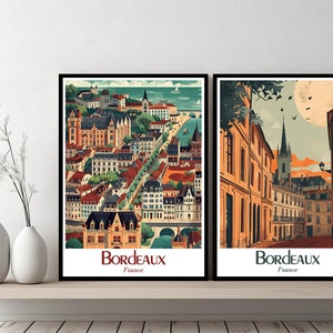 Bordeaux France Poster Travel France Bordeaux Print Canvas Poster Cityscape Wall Art Designer Wall Posters Bordeaux Gironde Illustration