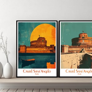 Castel Sant'Angelo Italy Poster Travel Italy Rome Castel Sant'Angelo Print Canvas Poster Cityscape Wall Art Designer Posters Italy Rome