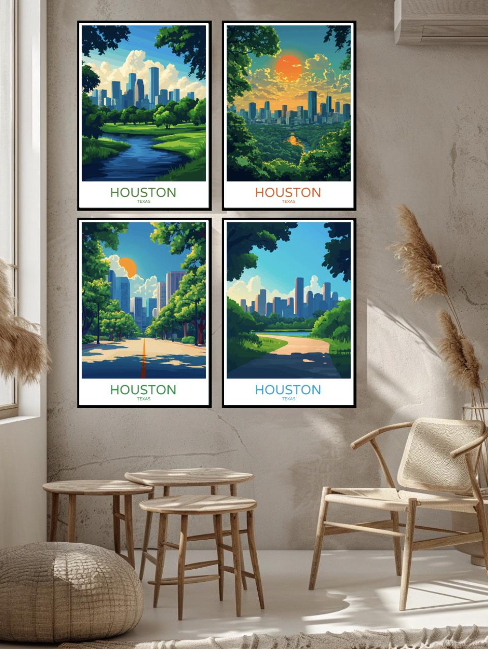 Houston Texas Poster Digital Print Houston City Texas USA Canvas Wall ...