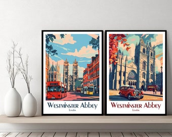 Westminster Abbey London Poster Travel London Print Canvas Poster Cityscape Wall Art Designer Wall Posters Westminster Abbey Illustration
