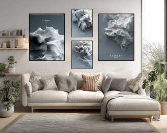 Mount Everest Poster Nepal Art Himalayan Print Travel Wall Decor Abstract Topographic Design