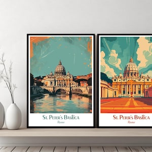St. Peter&#39;s Basilica Italy Poster Travel Italy Rome Basilica Print Canvas Poster Cityscape Wall Art Designer Wall Posters Italy Designer