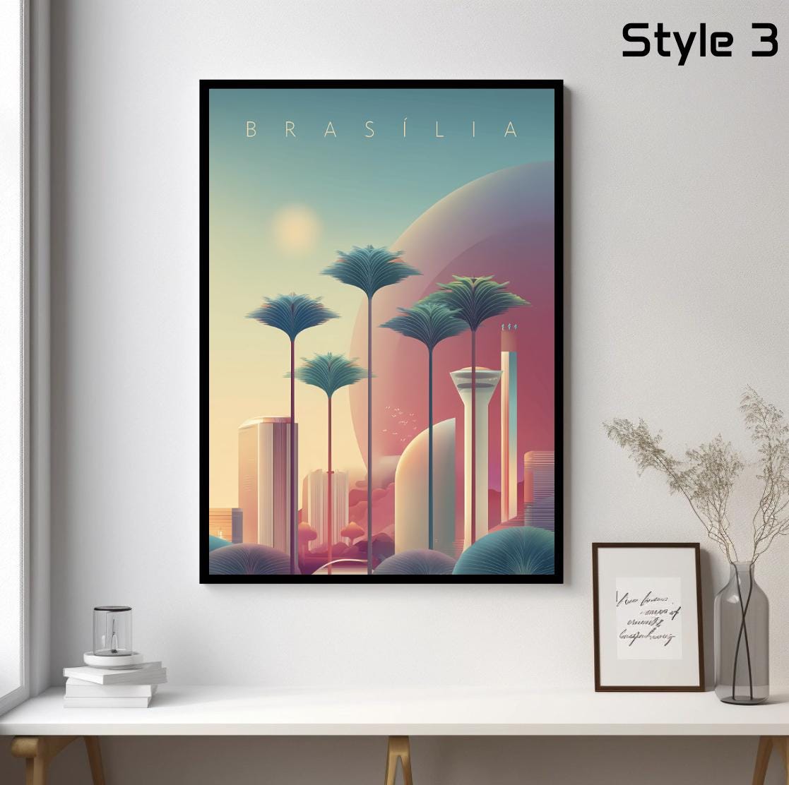 Modern Tropical Poster of Brasília Brazil Futuristic Minimalist