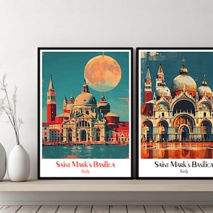 St. Mark&#39;s Basilica Italy Poster Travel Italy Venice Basilica Print Canvas Poster Cityscape Wall Art Designer Wall Posters Italy Designer