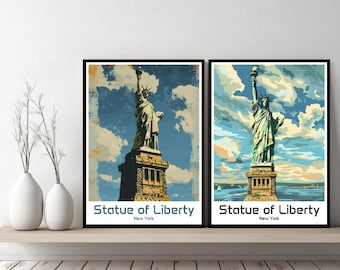 Statue of Liberty New York City Poster Travel Print Statue of Liberty Canvas Poster Cityscape Designer Wall Art Gift Illustration Decor