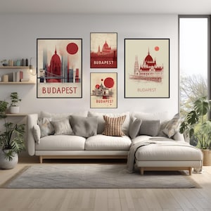 Budapest Hungary Typographic Travel Poster Modern Minimalist Wall Art Vintage Style Print Hungarian Design Home Decor