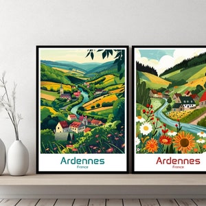 Ardennes France Poster Travel Print France Ardennes Canvas Poster Cityscape Art Designer Wall France Retro Gift Illustration