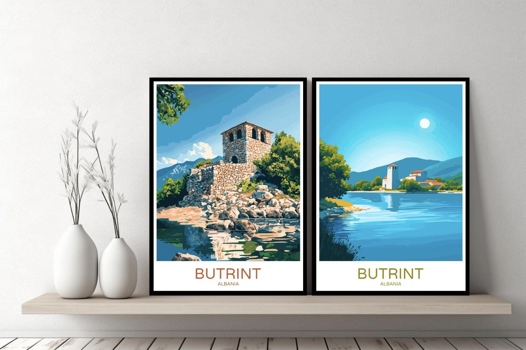 Butrint National Park Albania Poster Travel Print Butrint Park Vlorë Canvas Wall Poster Cityscape Designer Gift Albania Illustration Decor