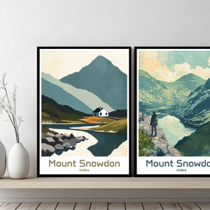 Mount Snowdon Wales Poster Travel Print Wales Mount Snowdon Canvas Wall Poster Cityscape Designer Gift Wales Illustration Decor