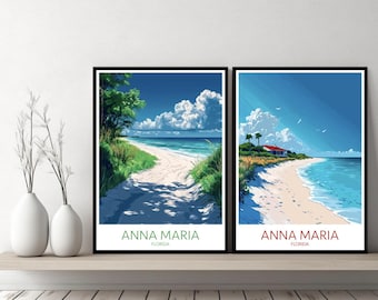Anna Maria Island Florida Poster Reisedruck Golf von Mexiko Anna Maria Beach Leinwand Wand Poster Designer Geschenk USA Illustration Dekor