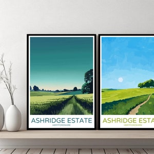 Ashridge Estate Hertfordshire Poster Travel Print Ashridge Estate Canvas Wall Poster Cityscape Designer Gift England Illustration Decor