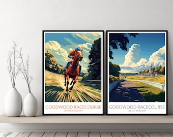 Goodwood Racecourse Anglia Plakat Podróż Wydruk West Sussex Goodwood Racecourse Płótno Plakat Ścienny Pejzaż Miejski Projektant Prezent Ilustracja