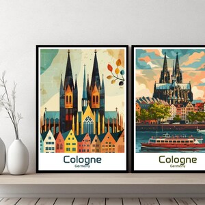 Colonia Alemania Cartel Impresión de viaje Alemania Colonia Lienzo Cartel Paisaje urbano Diseñador de arte Pared Alemania Köln Retro Ilustración de regalo