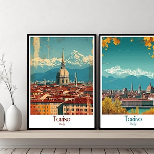 Torino Italien Poster Reise Italien Torino Druck Leinwand Poster Stadtbild Wandkunst Designer Poster Torino Piemont Italien Reise
