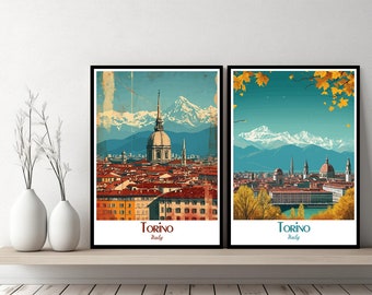 Torino Italy Poster Travel Italy Torino Print Canvas Poster Cityscape Wall Art Designer Posters Turin Piedmont Italy Travel