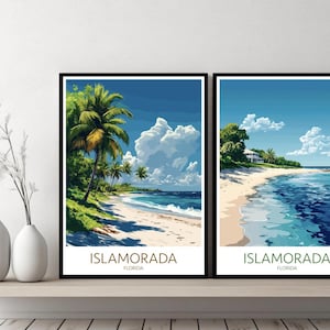 Islamorada Florida Poster Travel Print Islamorada Beach Monroe County Canvas Wall Poster Cityscape Designer Gift USA Illustration Decor