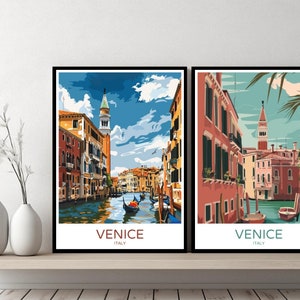 Venice Italy Poster Travel Print Veneto Italy Venice Canvas Wall Poster Cityscape Designer Gift Italy Illustration Decor