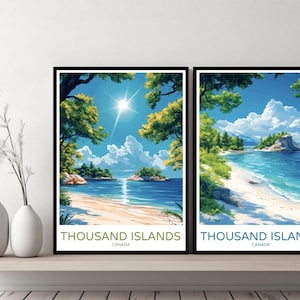 Thousand Islands Canada Poster Travel Print St Lawrence River Ontario Canvas Wall Poster Cityscape Designer Gift Canada Illustration Decor